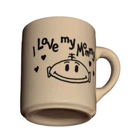 I Love My Mommy Milk Glass Coffee Mug Cup Mothers Day VTG Collectible Retro - Picture 2 of 6